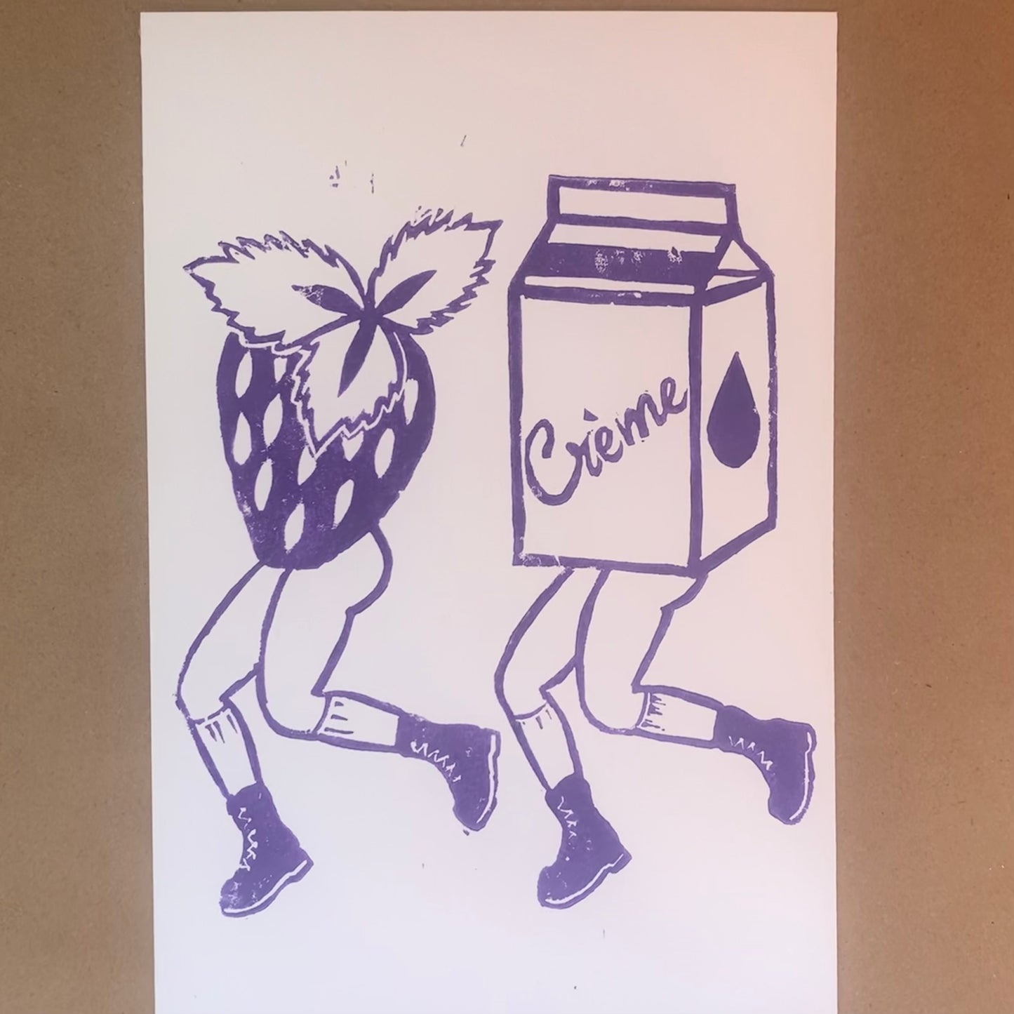 berries & creme purple lino print