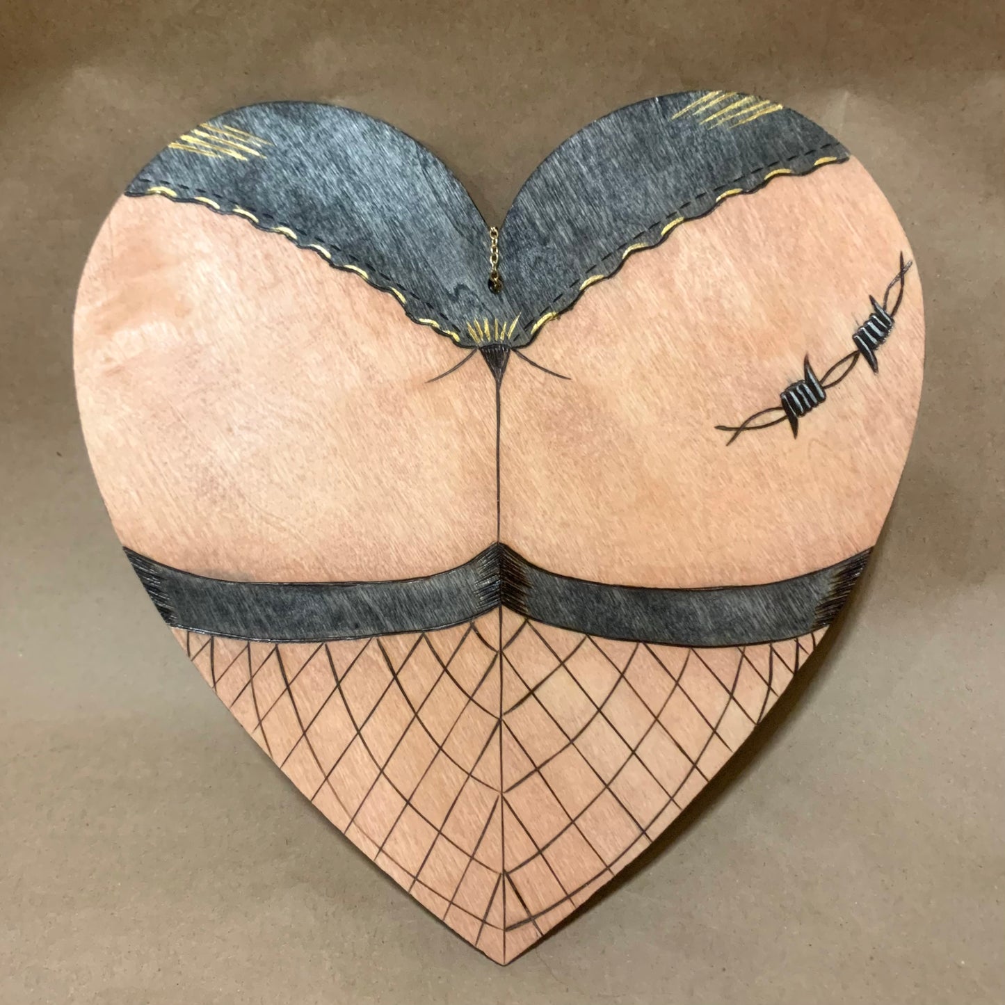 CUSTOM heart cheeks wood burning (new!)
