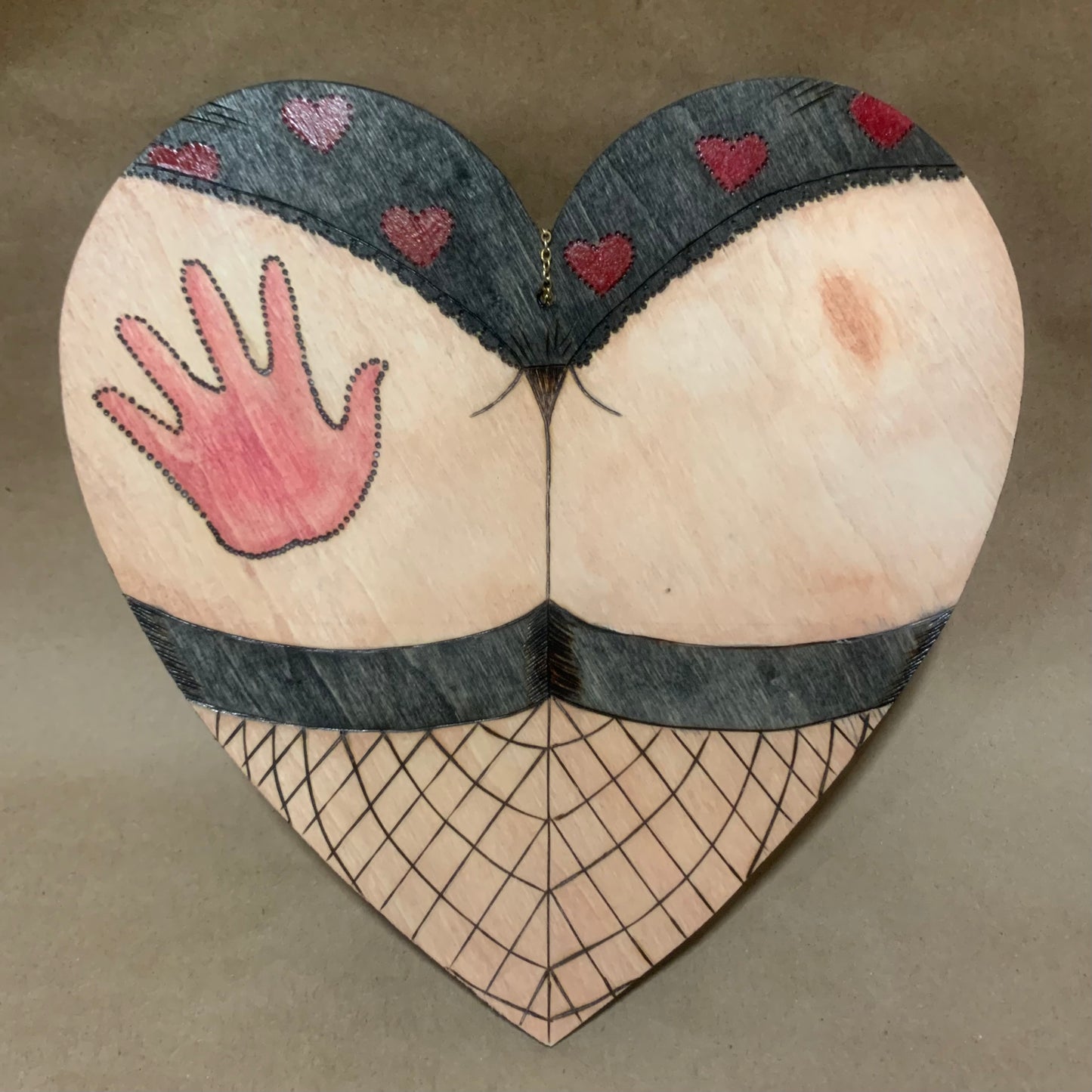 CUSTOM heart cheeks wood burning (new!)