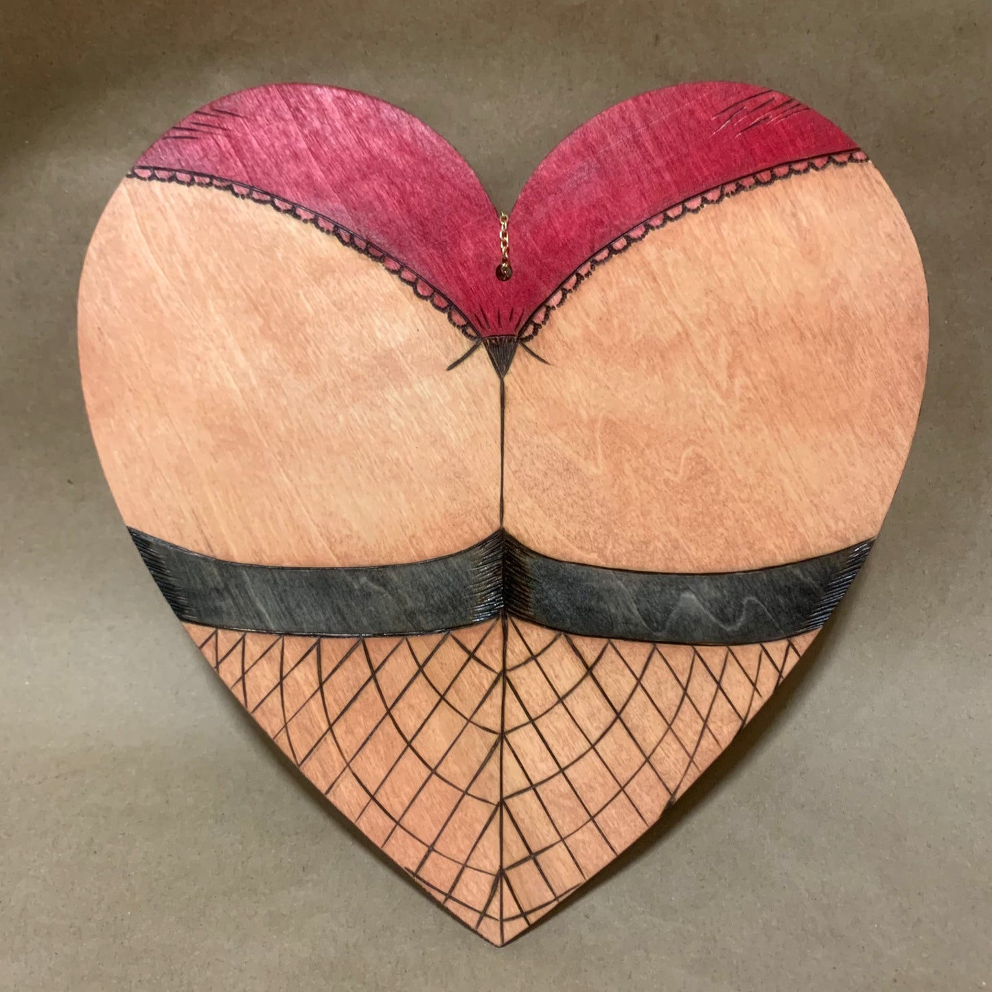 CUSTOM heart cheeks wood burning (new!)
