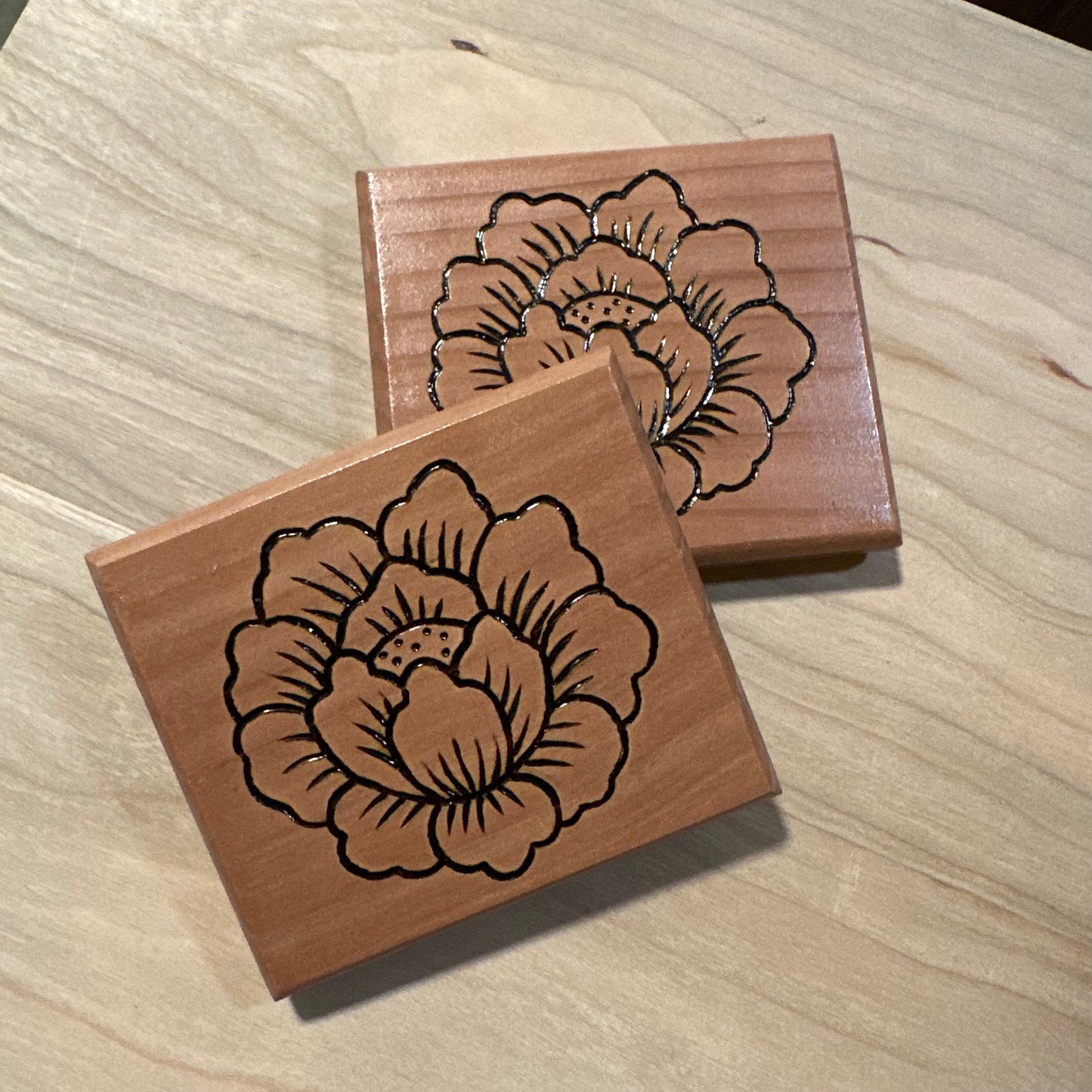 peony redwood coaster set
